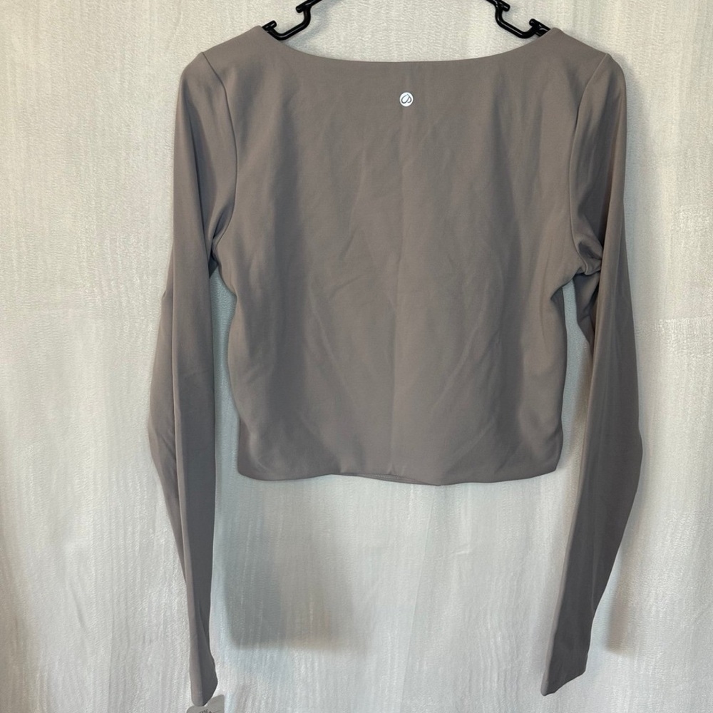 Crz yoga workout top size large crop womens gray square neck croptop - Picture 2 of 5